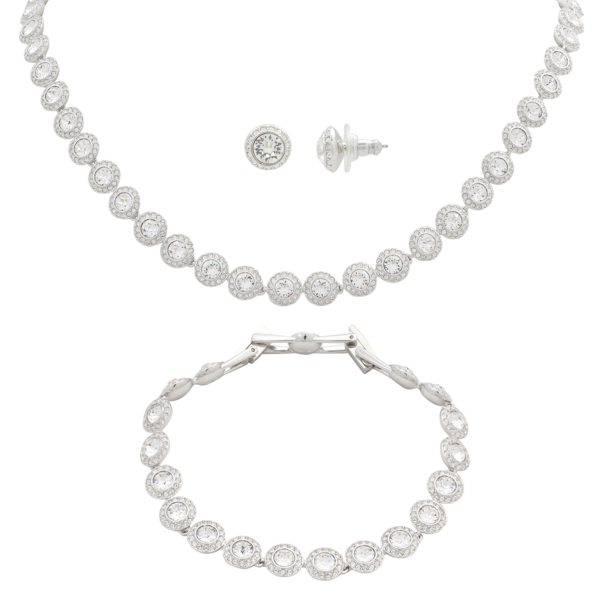 Angelic White Rhodium Plated Round Cut Set