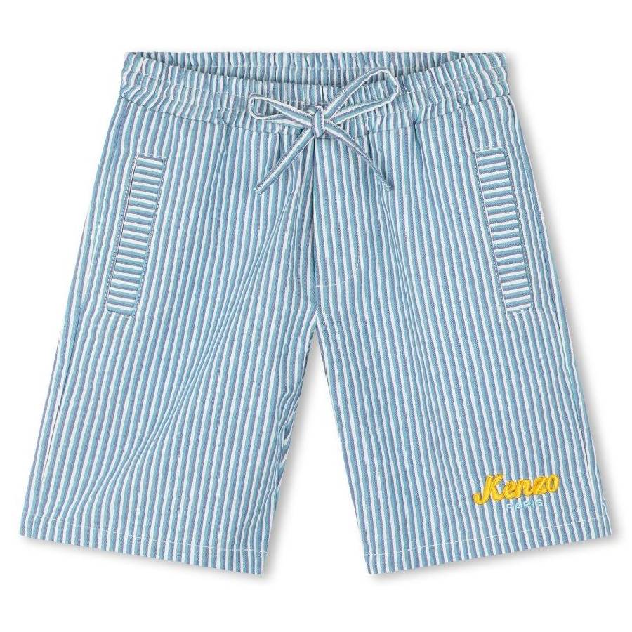 Boys Embroidered Logo Striped Shorts