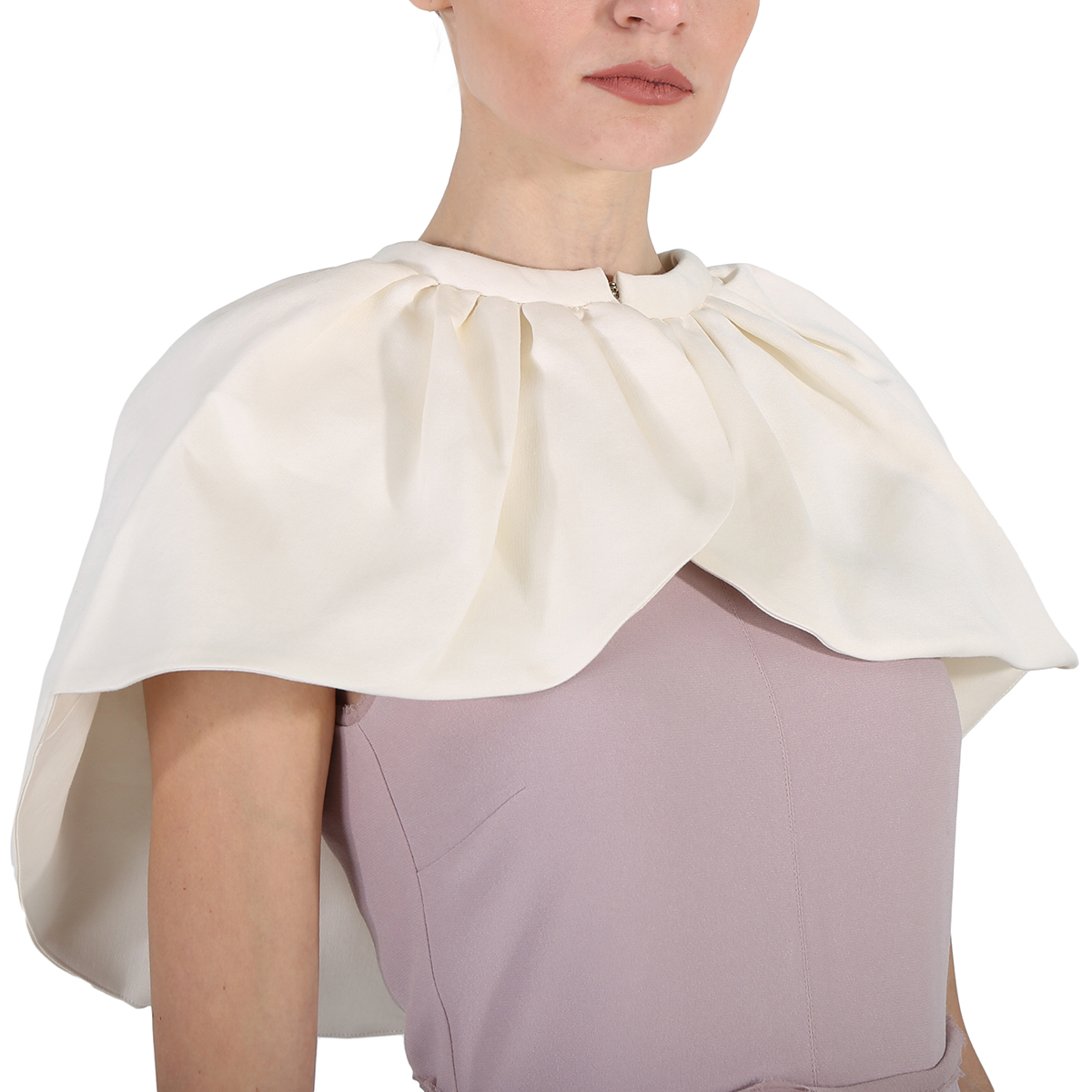 White Wreningham Cropped Cotton And Silk Cape